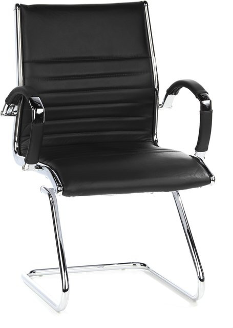 hjh OFFICE Freischwinger PARMA V Leder mit Aluminium-Armlehnen und quergestepptem Echtleder - Bild 1