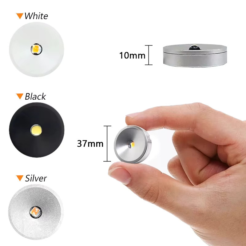 Teetealy LED Spot Licht USB 5V 3W Weiß Rund für Schrank Vitrine und Schmuckdisplay - Bild 2
