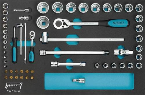 Hazet Steckschlüsselsatz metrisch 57-teilig mit 1/4 Zoll und 1/2 Zoll Antrieb - Bild 1