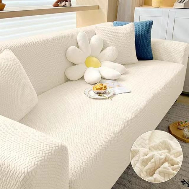 Elastischer Jacquard-Sofabezug für 1-Sitzer Sessel und Couch, weiß, Breite: 90-140 cm - Bild 1