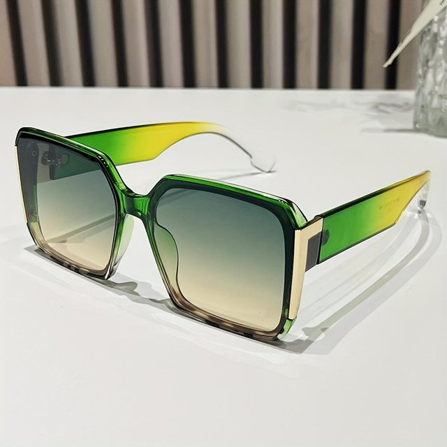 Sonnenbrille Rechteckig, Damen, Vollrand, Kunststoff, Grün - Bild 1