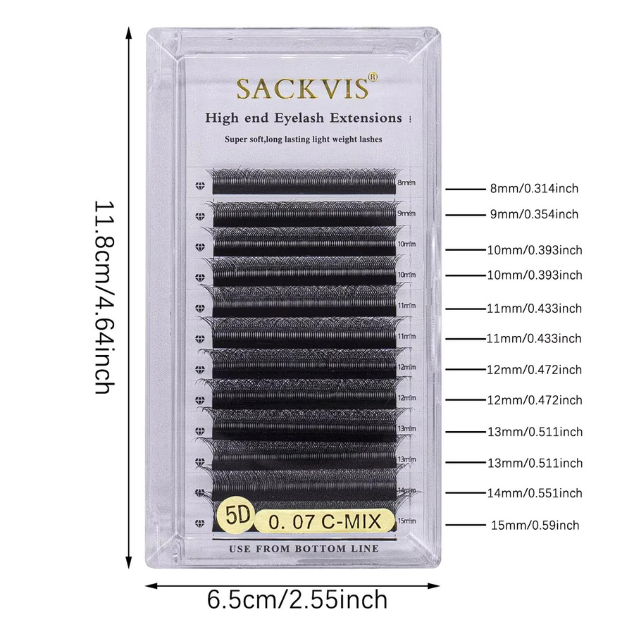 Sackvis 5D W-Form Wimpernverlängerungen, 8-15mm, Einzeln - Bild 3
