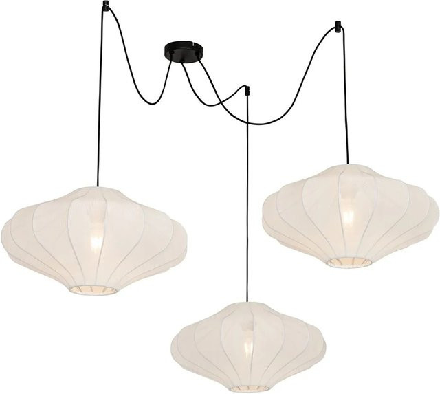 QAZQA Japandi-Pendelleuchte Weiß, 3-flammig, Stoff, Durchmesser: 50 cm - Bild 1