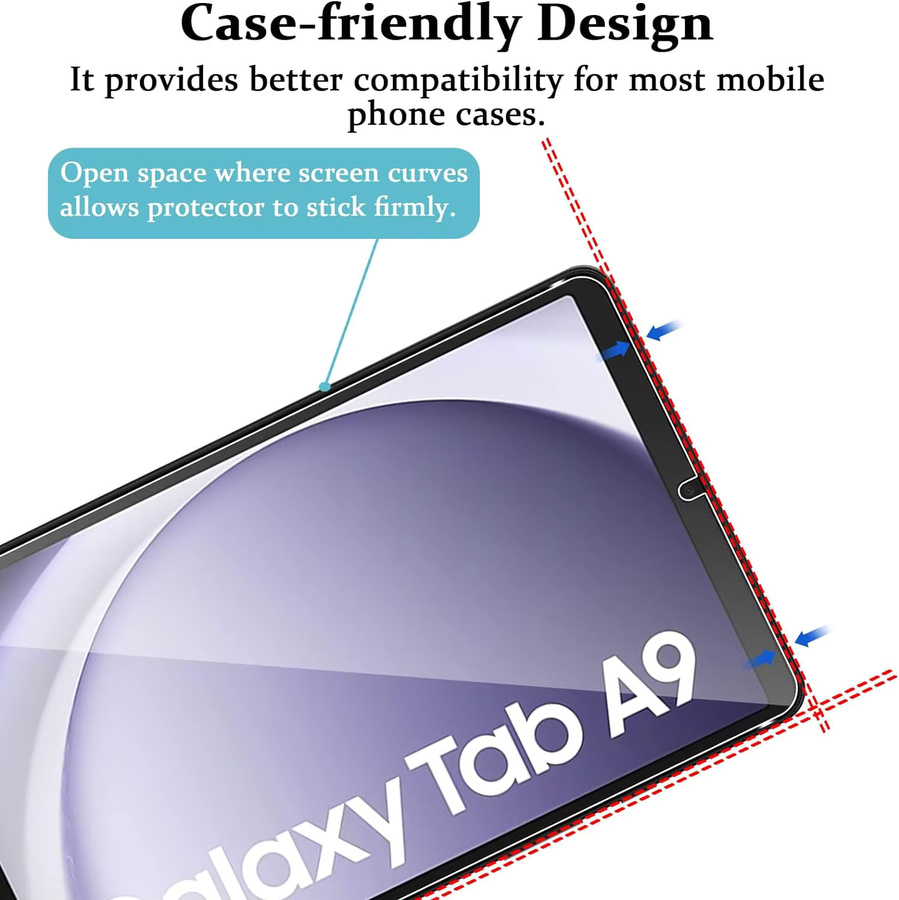 2 Stück Samsung Galaxy Tab A9 8,7'' 2023 SM-X110/X115 Displayschutz aus 9H gehärtetem Glas, transparent - Bild 4