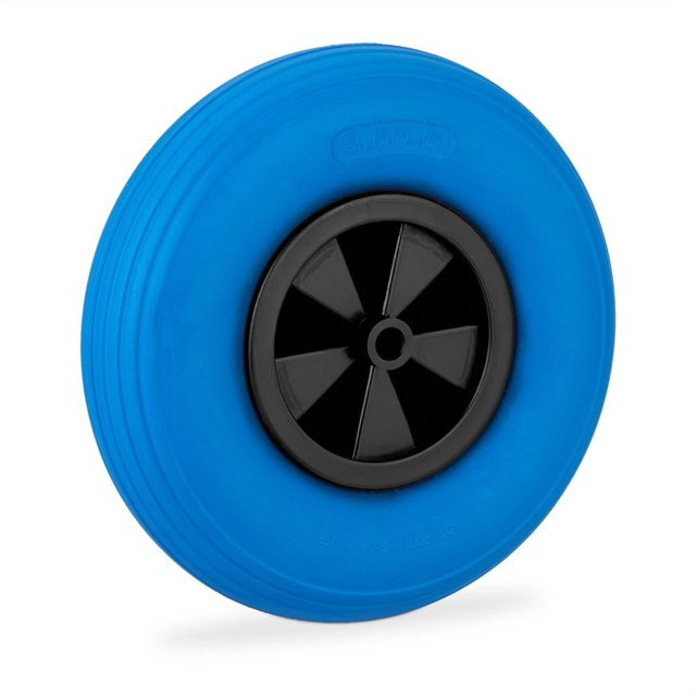 Relaxdays Schubkarrenrad aus Vollgummi in Blau und Schwarz, pannensicher, Durchmesser: 33 cm, Breite: 9 cm - Bild 1