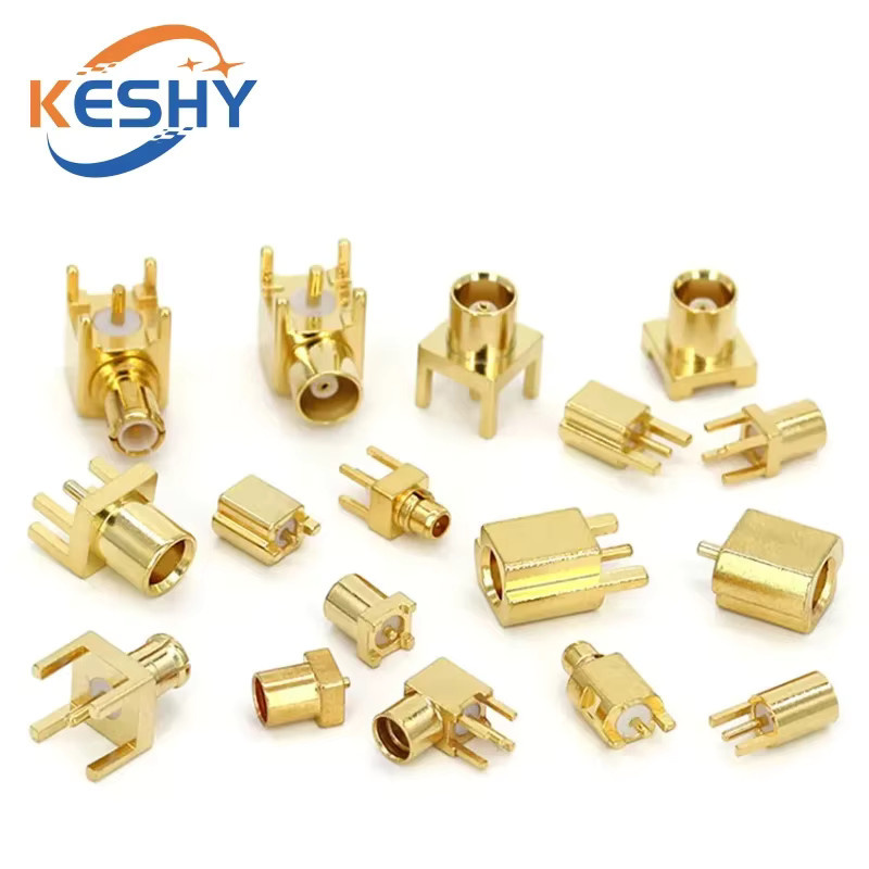 Keshy MCX und MMCX RF Koaxialstecker Set, vergoldet, gerade und 90-Grad-Winkel, PCB-Montage für Schweißterminal, Farbe: Gold - Bild 1