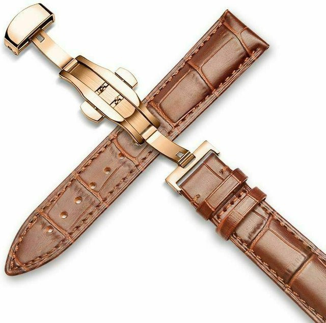 Vuittamins Uhrenarmband-Set Leder, beige, 20 mm, Faltschließe, Herren - Bild 1