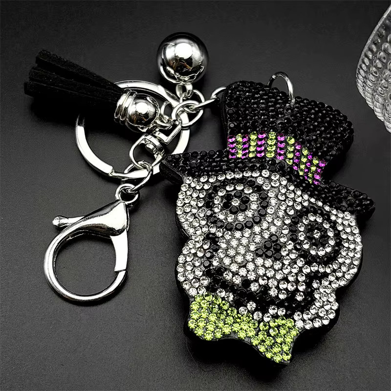 AFAWA Schlüsselanhänger Totenkopf, Schwarz, Kristall, Gotisch, Unisex - Bild 2
