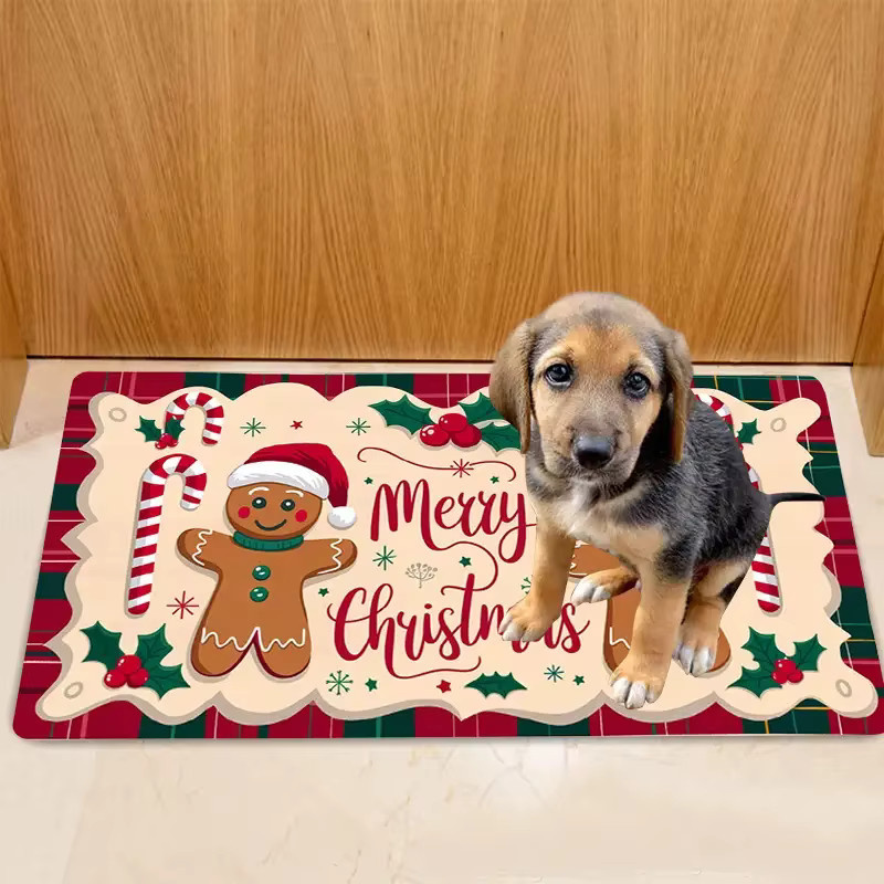 VIKAMA Cartoon Lebkuchenmann Teppich Rutschfeste Bodenmatte für Küche und Eingangsbereich in Weihnachtsdesign - Bild 4