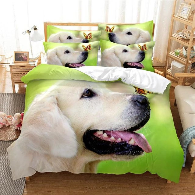 3D Bettwäsche-Set mit Pferde oder Haustier Motiv aus 100% Bambusfaser, 3-teilig, B/H: 135 x 200 cm - Bild 1
