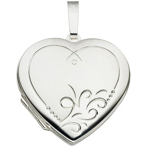 Colfem Medaillon Herz, 925 Sterling Silber, mattiert, Anhänger, Unisex - Bild 1