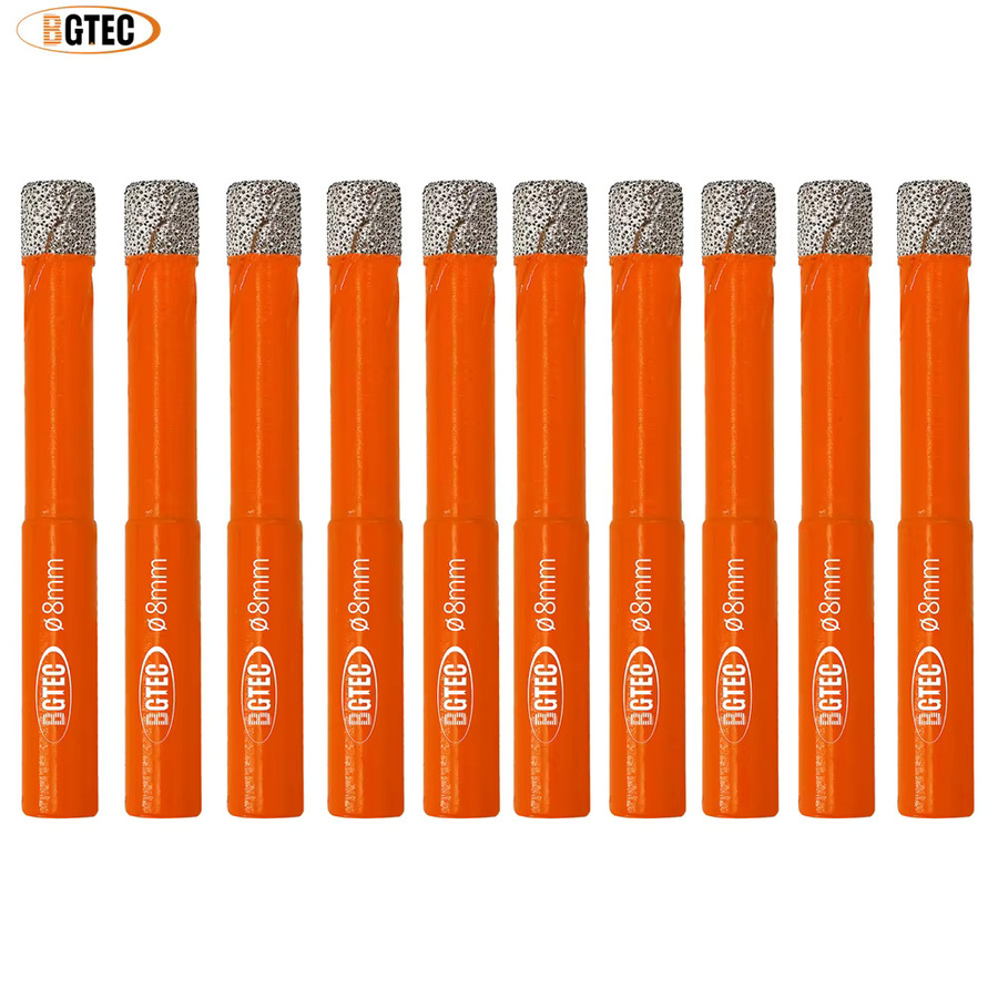 BGTEC Diamantbohrer Set mit rundem Schaft, 10 Stück, 8 mm, für Keramikfliesen, Granit, Marmor und Mauerwerk, orange - Bild 3