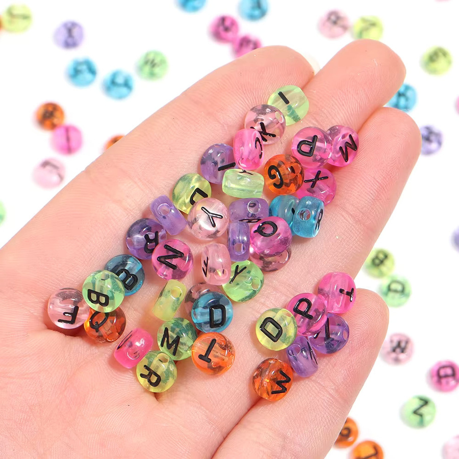 Lingsai Buchstaben Perlen Acryl, Transparent, Rund, 7 x 7 mm, Unisex - Bild 5