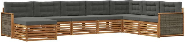 vidaXL Outdoor-Sofagarnitur L-Form aus Akazienholz mit 8 Kissen in Anthrazit und Natur - Bild 1