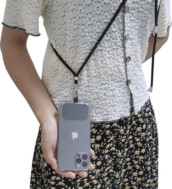 Ricestate Universal-Telefon-Lanyard aus Metall, verstellbares Anti-Verlust-Telefonband mit Sicherheits-Tether und Schlüsselanhänger, Schwarz oder Weiß - Bild 1