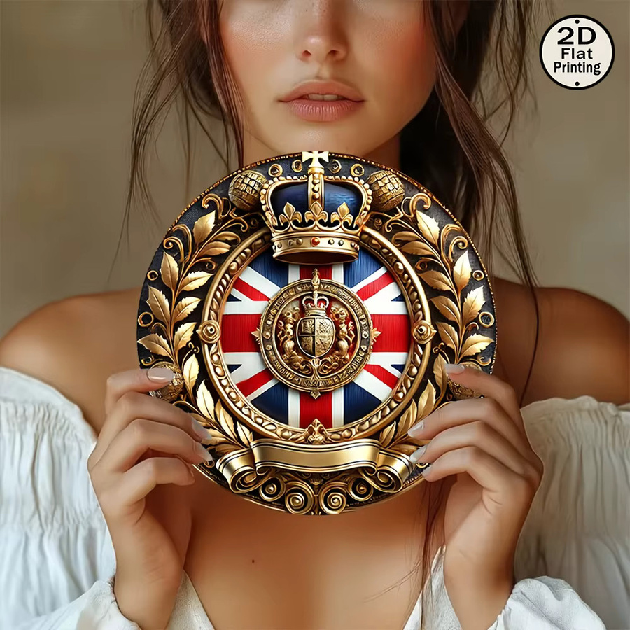 Potdemiel Aluminiumschild Union Jack Pride Vintage Design, Durchmesser: 20,32 cm, Mehrfarbig - Bild 3