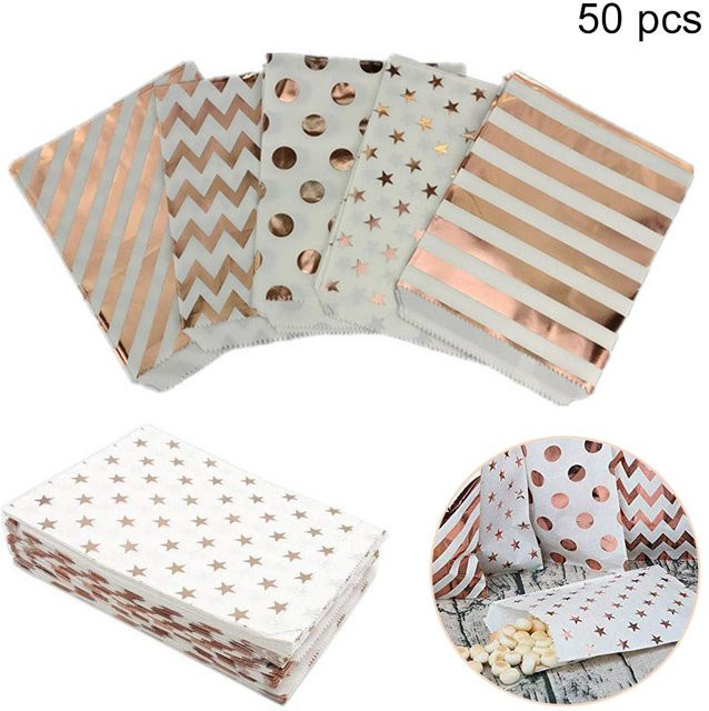 50 Stück Einweg-Süßigkeitstüten aus Kraftpapier von CosyHome in Weiß für Hochzeiten und Geburtstagsfeiern - Bild 1