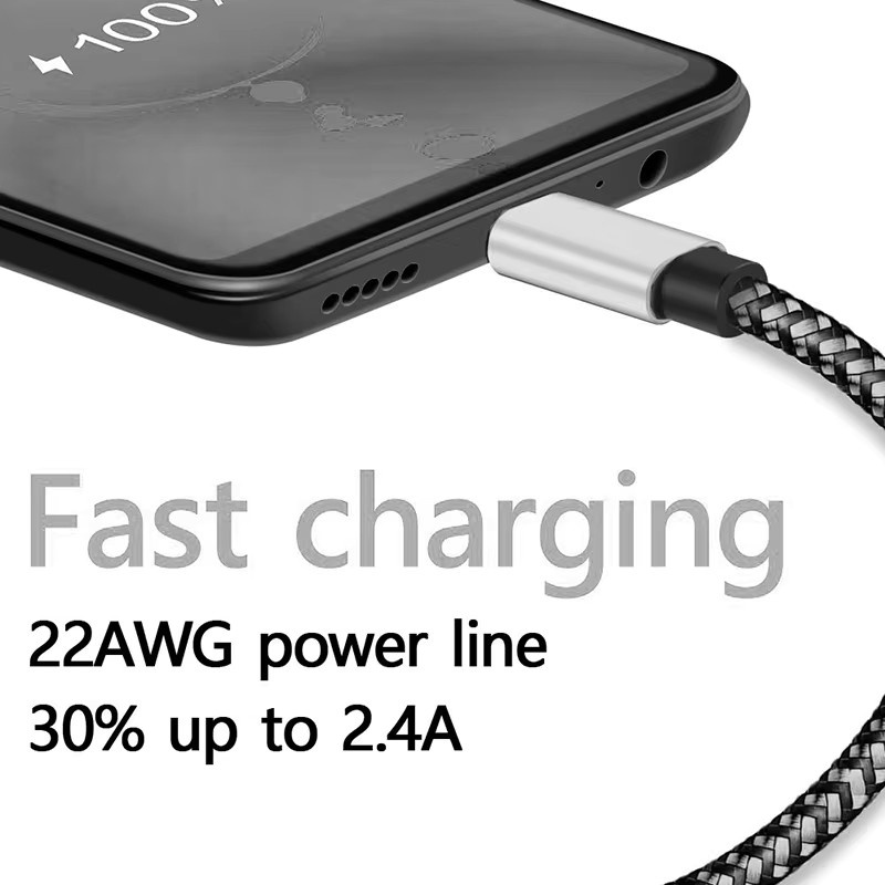 Koovesy USB A zu Typ C Ladekabel in Pink, geflochtenes Nylon High-Speed Datenkabel mit 2,4 A für schnelles Laden von Android-Geräten - Bild 2