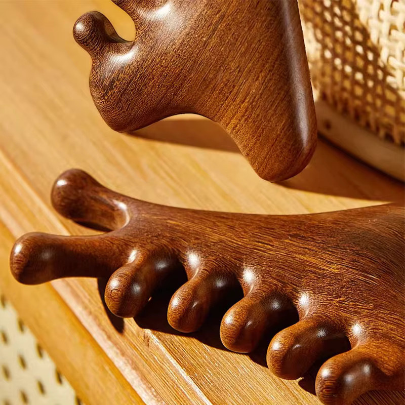 Ams Holz-Meridian-Massagekamm, Massagebürste für Gesicht, Kopfhaut und Körper, Unisex - Bild 4