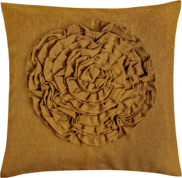 ERWIN M. Dekokissenbezug Nova Rose in Senfgelb mit floralem Muster, B/H: 40 x 40 cm - Bild 1