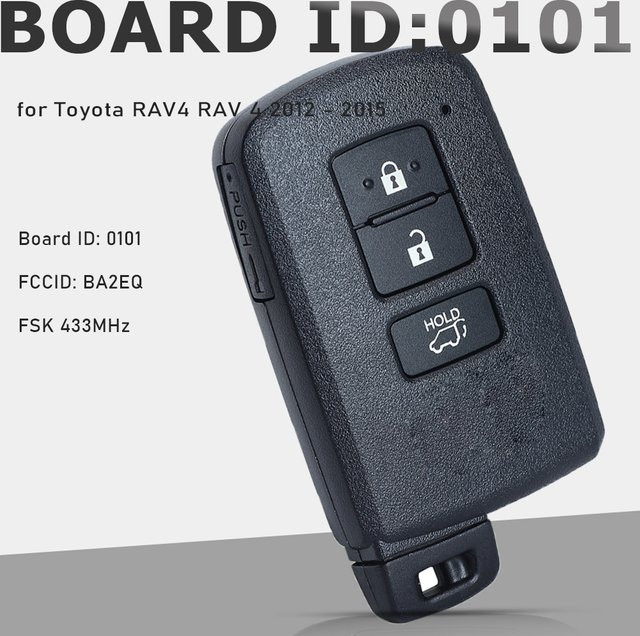 KEYECU Smart Prox Remote Key Fob Board ID 0101 MDL BA2EQ mit 3 Tasten für Toyota RAV4 RAV 4 2012-2015, Schwarz, 433 MHz/434 MHz FSK - Bild 1