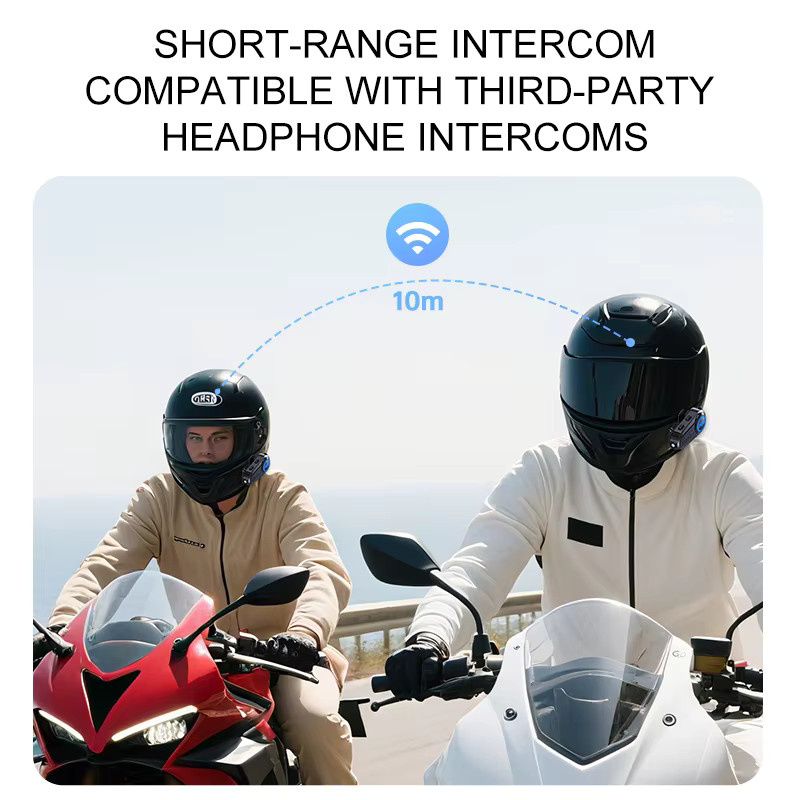 XINOWY Y08 Motorradhelm Bluetooth 6.0 mit 2-Personen-Gegensprechanlage und CVC+DSP Dual Intelligent Noise Reduction in Schwarz - Bild 3
