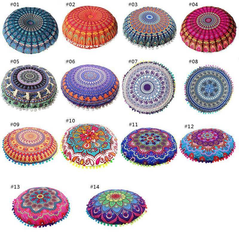 Runder Kissenbezug mit Mandala-Muster von Yiran Furniture in Multicolour, Durchmesser: 43 cm - Bild 2