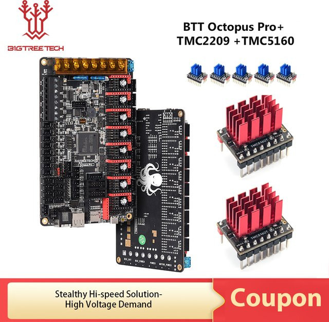 Bigtreetech Octopus Pro BTT Pi Motherboard für Klipper 3D-Drucker in Schwarz mit TMC2209 und TMC5160 Treibern für Hochgeschwindigkeits-Drucker wie Ender 3 und Voron 2.4 - Bild 1