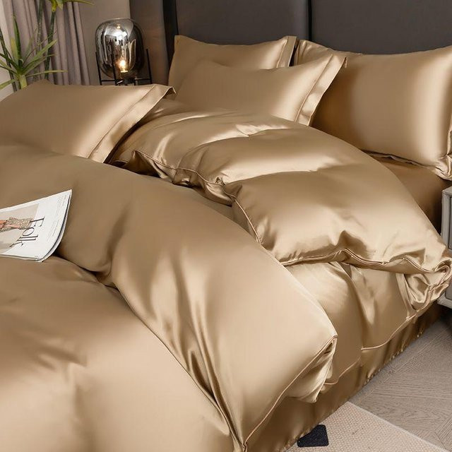 Bin Chi Textiles Bettwäscheset aus Mako-Satin in Beige, 3-teiliges Set bestehend aus Bettbezug und Kissenbezügen, B/H: 150 x 200 cm - Bild 1