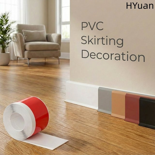 HYuan Selbstklebende Fußleiste aus Vinyl in Schwarz, Flexibler Zierstreifen als Wandverkleidung, Länge: 2 m - Bild 1