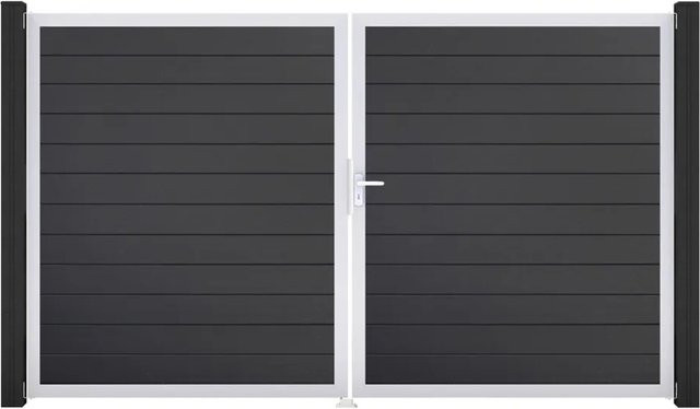 GroJa Tor Basicline 2-flügelig Schmal Anthrazit EV1 B: 306 cm, H: 180 cm DIN Rechts - Bild 1