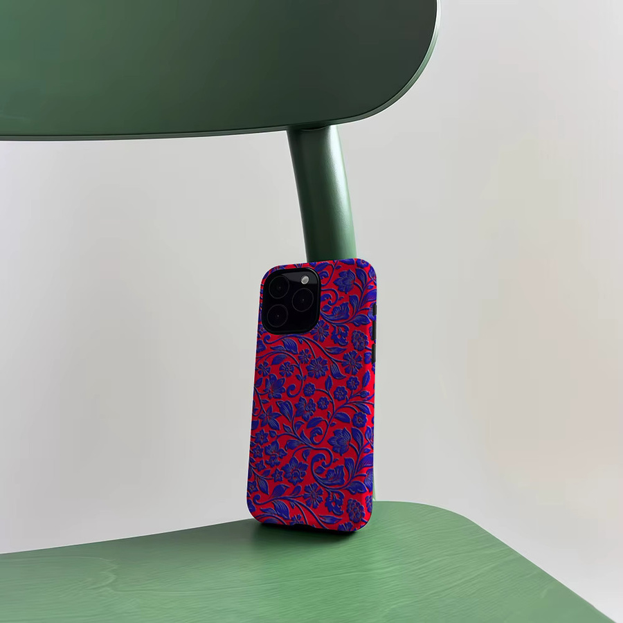 CaseLumi Matte Bumper MagSafe Schutzhülle für iPhone 17 16 15 14 13 Pro Max mit Blumenmuster in Rot und Blau - Bild 4