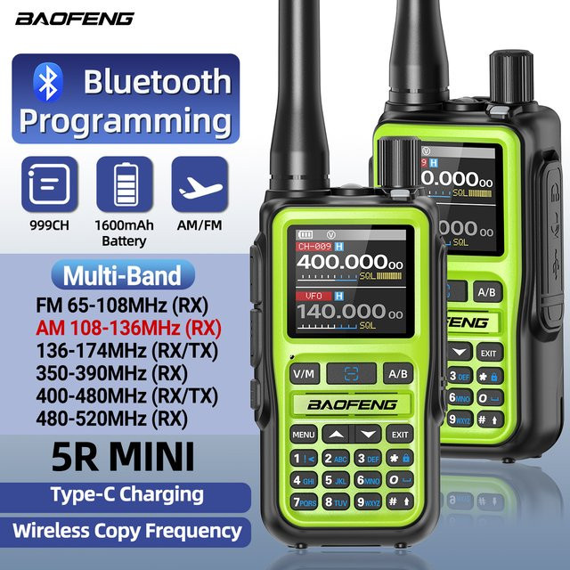BAOFENG UV-5R Mini Walkie Talkie mit Bluetooth und Typ-C, Multi-Band Funkgerät mit 999 Kanälen in Schwarz oder Grau - Bild 1