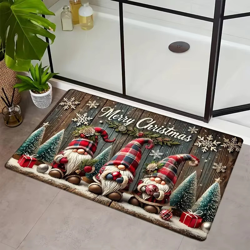 VIKAMA Weihnachtszwerg Fußmatte, rutschfest und weich, rechteckig, Mehrfarbig, B/T: 60 x 40 cm - Bild 2
