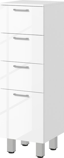 Aosom Badezimmerschrank schmal in Weiß mit 3 Schubladen und verstellbarem Regal, Toilettenschrank für kleine Räume, B/T/H: 30 x 30 x 93 cm - Bild 1