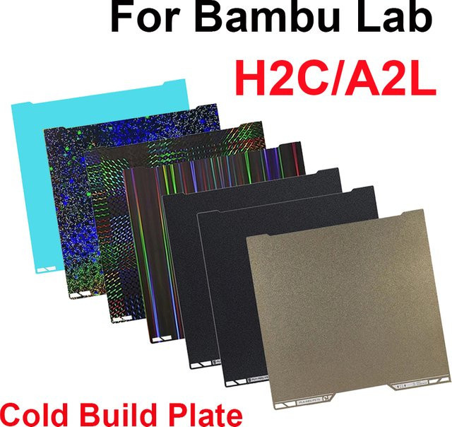 Bambu Lab Bauplatte für A2L H2C in Schwarz, hitzebeständig und verschleißfest aus PEI PET PEO, B/B: 335 x 325 mm - Bild 1