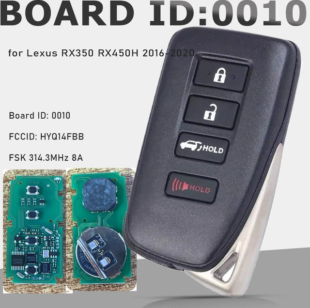 KEYECU 0010 G Board HYQ14FBB Smart Fernbedienung für Lexus RX350 RX450H 2016-2020, Farbe: Schwarz, 314,3 MHz, 8A Chip - Bild 1