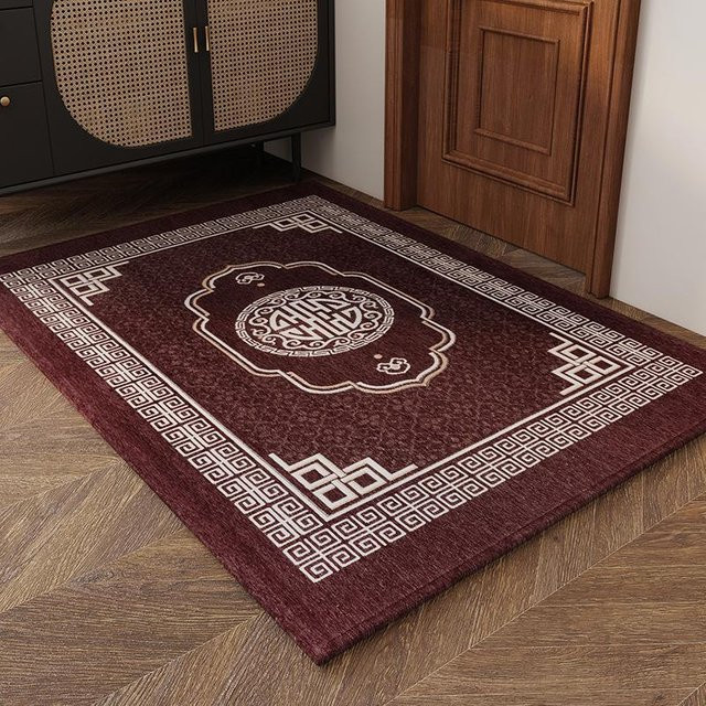 Rote festliche Fußmatte im orientalischen Design für den Eingangsbereich, schmutzabweisend und rutschfest, B/T: 80 x 50 cm - Bild 1