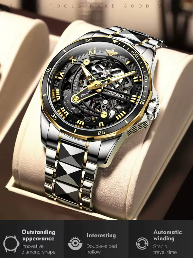 OUPINKE Armbanduhr, Automatik, Edelstahl, Wolfram, Saphirglas, Herren - Bild 6