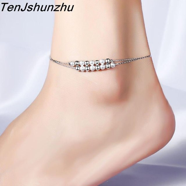 Knöchelarmband 925 Silber, Runde Kugeln, Damen - Bild 1