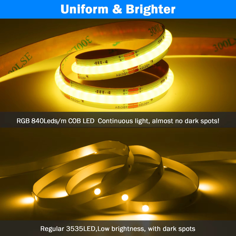 XUNATA RGB COB LED-Streifen Multicolour, 24 V, 840 LEDs/m, Breite: 10 mm - Bild 3