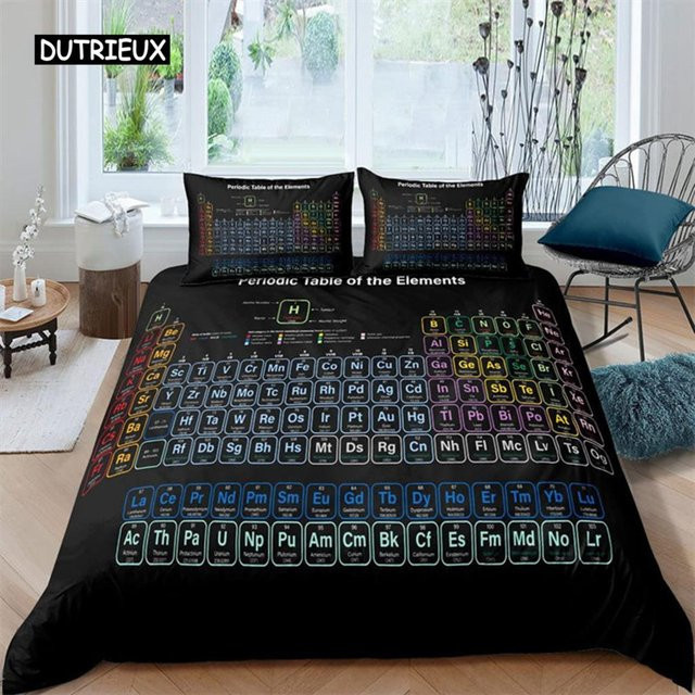 Bettwäsche-Set Periodensystem der Elemente von Binchi Outdoor Product aus Mikrofaser in Schwarz, B/H: 150 x 200 cm - Bild 1