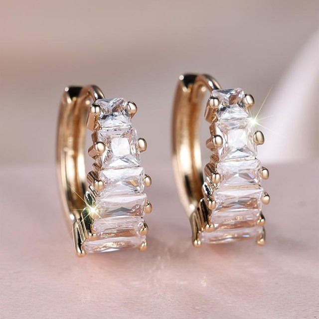 Bamos Creolen, Messing, Gold, Zirkonia, Damen - Bild 1