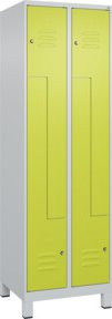C+P Z-Spind Classic PLUS mit 4 Fächern, Füße, Zylinderschloss, Grau/Grün, H x B x T: 195 x 60 x 50 cm - Bild 1