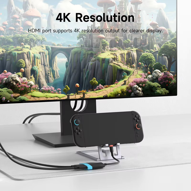 Hagibis Tragbare USB-C TV-Dockingstation für Nintendo Switch 1/2/OLED und Macbook, 4K 60Hz HDMI, 100W PD und USB 3.0, Schwarz/Blau - Bild 4