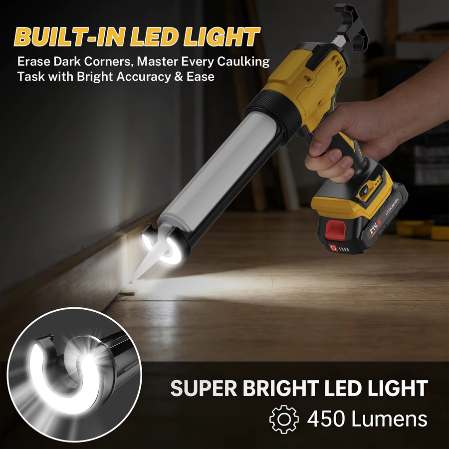 Avehrit 18V Akku-Kartuschenpistole kompatibel mit Makita B-Serie in Blau-Gelb mit 6 Geschwindigkeiten, digitaler Anzeige, LED-Licht und automatischem Tropfschutz für Silikon und Neutralstrukturklebstoff - Bild 3