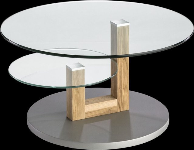 Couchtisch HASSE in Anthrazit und Grau mit Klarglas-Tischplatte und Rollen, B/T/H: 80 x 43 x 43 cm - Bild 1