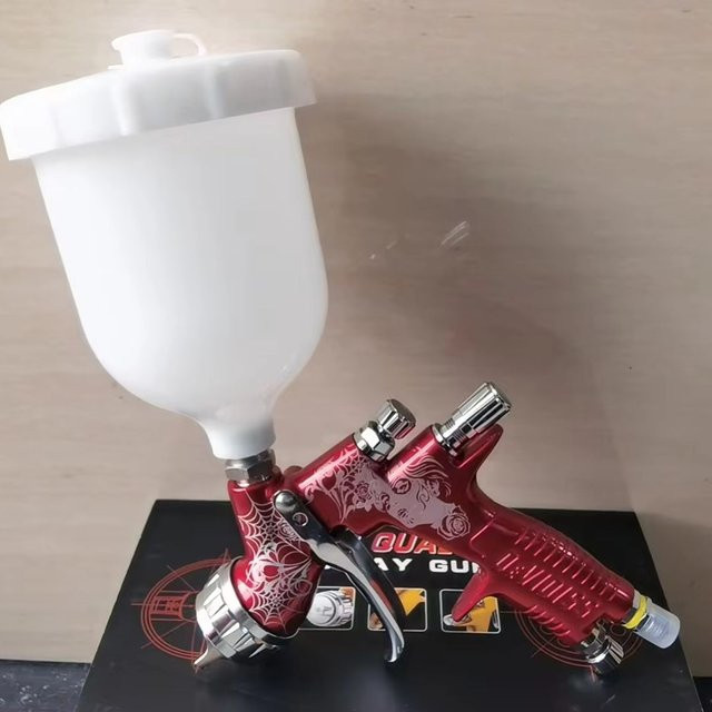 DEVIDISS GTI Pro TE20 Lite HVLP Luftspritzpistole in Rot mit 600 ml Becher - Bild 1