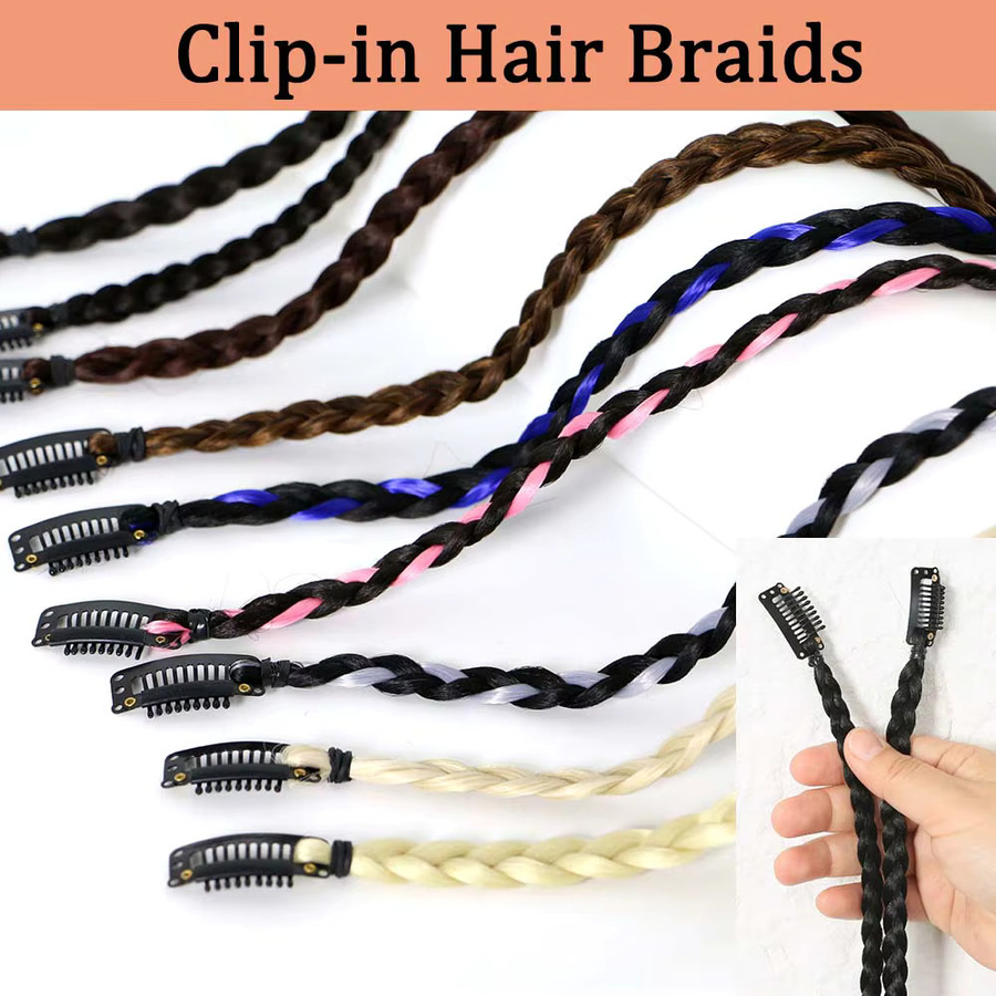 Refeeny Clip-In Box Braid Haarteilverlängerung, 2 Stück, 18 Zoll, Synthetik - Bild 2
