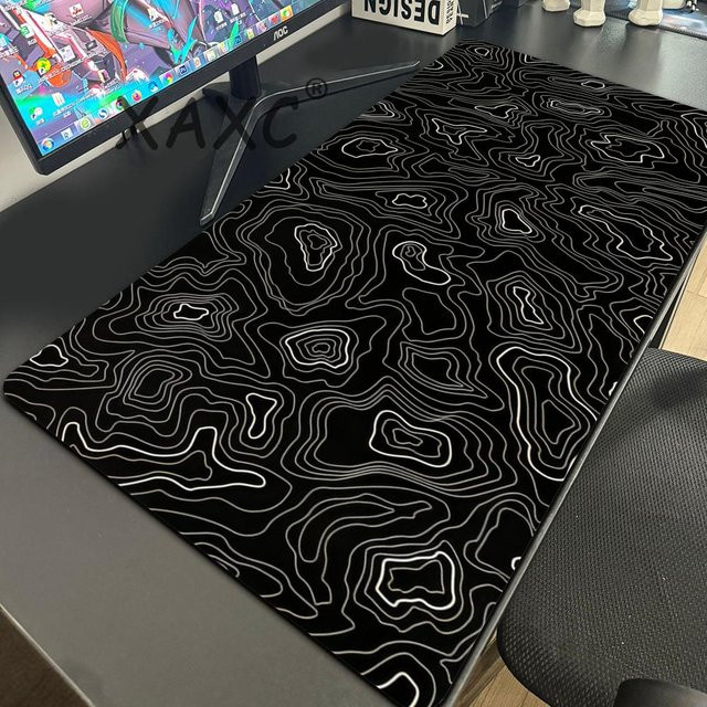 Potdemiel Gaming Mauspad XL mit schwarz-weißem Konturlinien-Design, B: 100 cm, T: 50 cm - Bild 1
